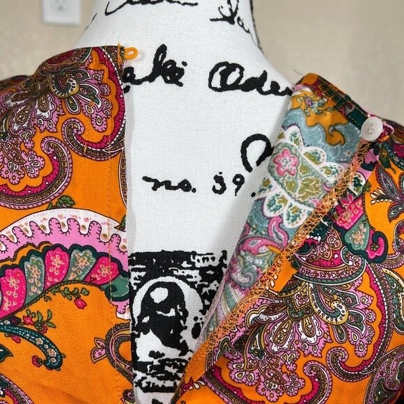 code x mode orange dress women paisley print long sleeve dress size XS romantic - Picture 11 of 16